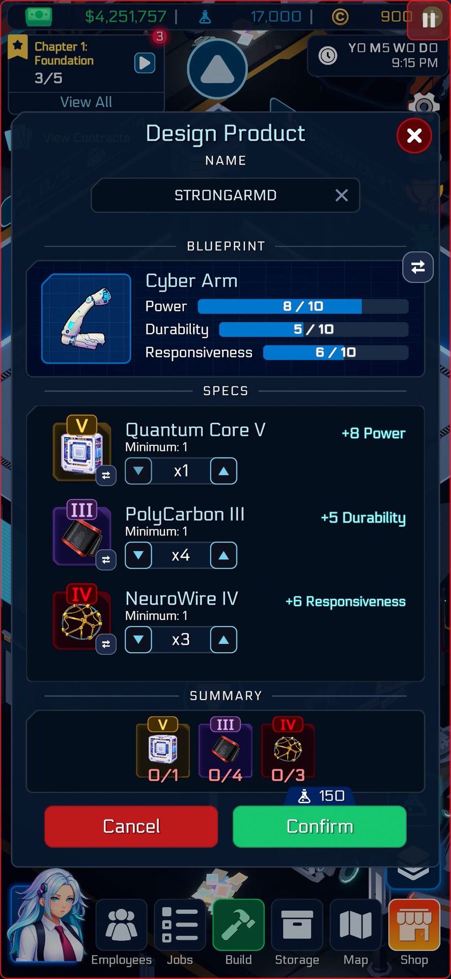 Cyber Corp Tycoon: product workshop